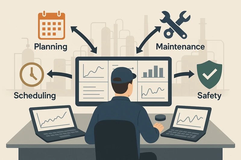 Planning, maintenance, scheduling, and safety context around the control room